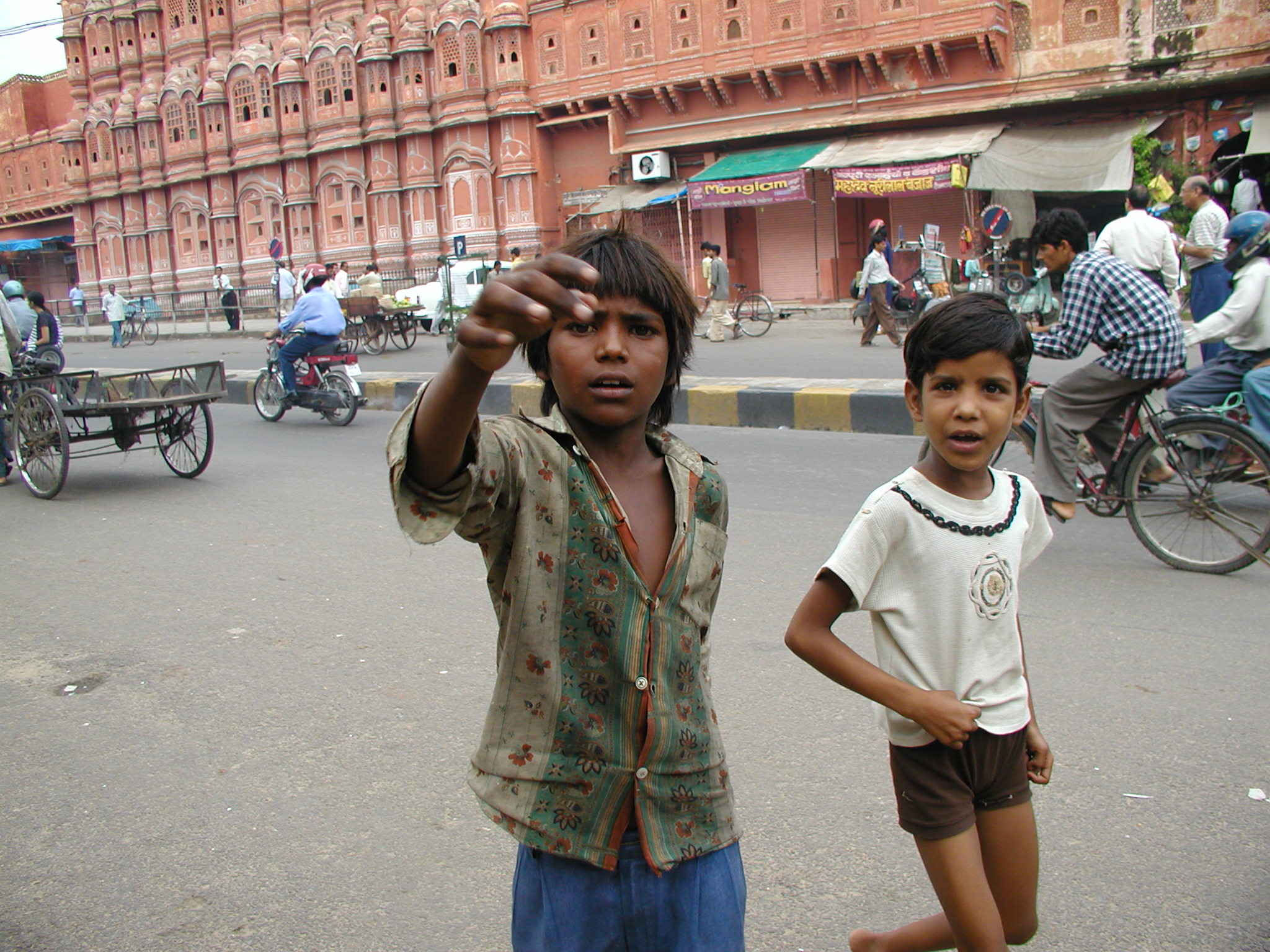 two boys begging on the streets of Jaipur 