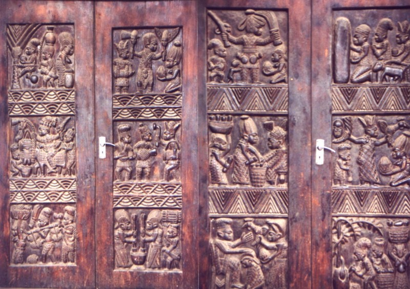 Doors with traditional artwork