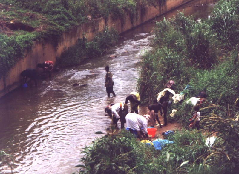 People collecting water in the Ibadan River