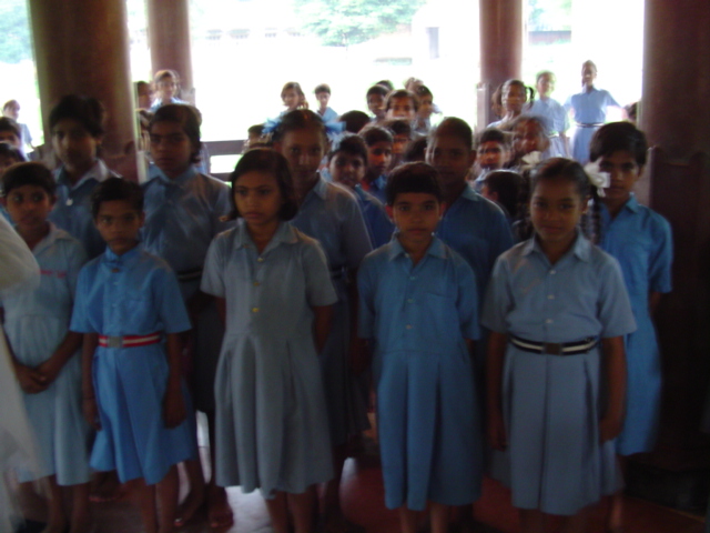 Children in their school uniforms 