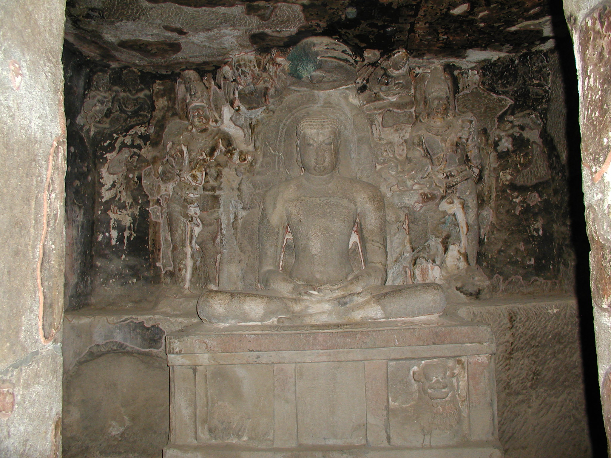The inside of an ancient temple in Aurangabad 