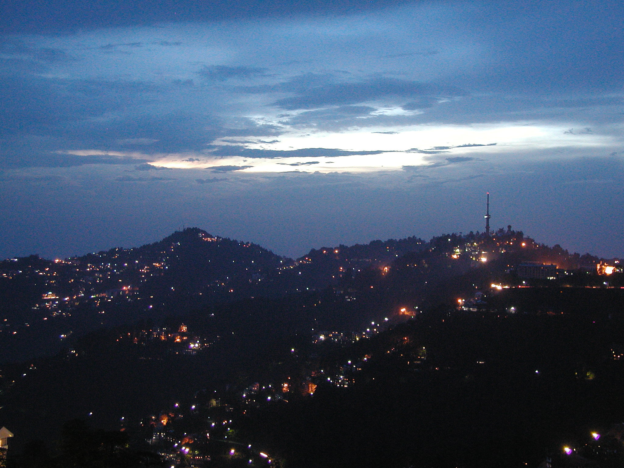 The city of Shimla at night