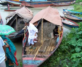 River boats are used to transfer people and goods.