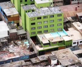 A gritty industrial neighborhood in Santiago.