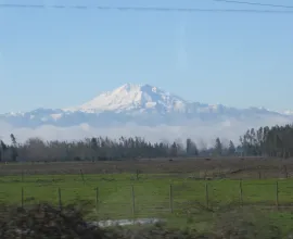 View of Nevados de Chillán from near Chillán.  This landform is actually part of a series of active stratovolcanoes.