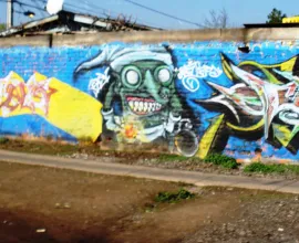 Graffiti in a low-income neighborhood in Santiago.