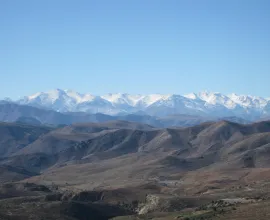 The pre-cordillera with the Andes Mountains in the background.