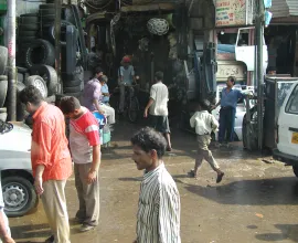 Pedestrians in the streets of Delhi.