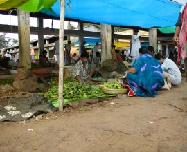 Stalls at a market in Dumka.