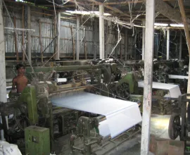 Machinery in a silk factory.