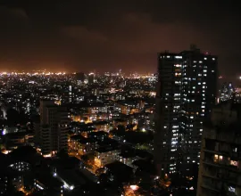 The city of Mumbai at night.