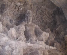 Inside the Ellora Caves.