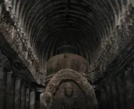 Inside an ancient temple in Aurangabad.