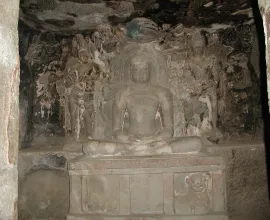 Inside an ancient temple in Aurangabad.