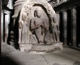 Inside an ancient temple in Aurangabad.