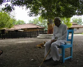 A man speaks at Ghandi Ashram.