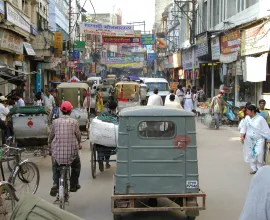 The busy and crowded streets of Varanasi.