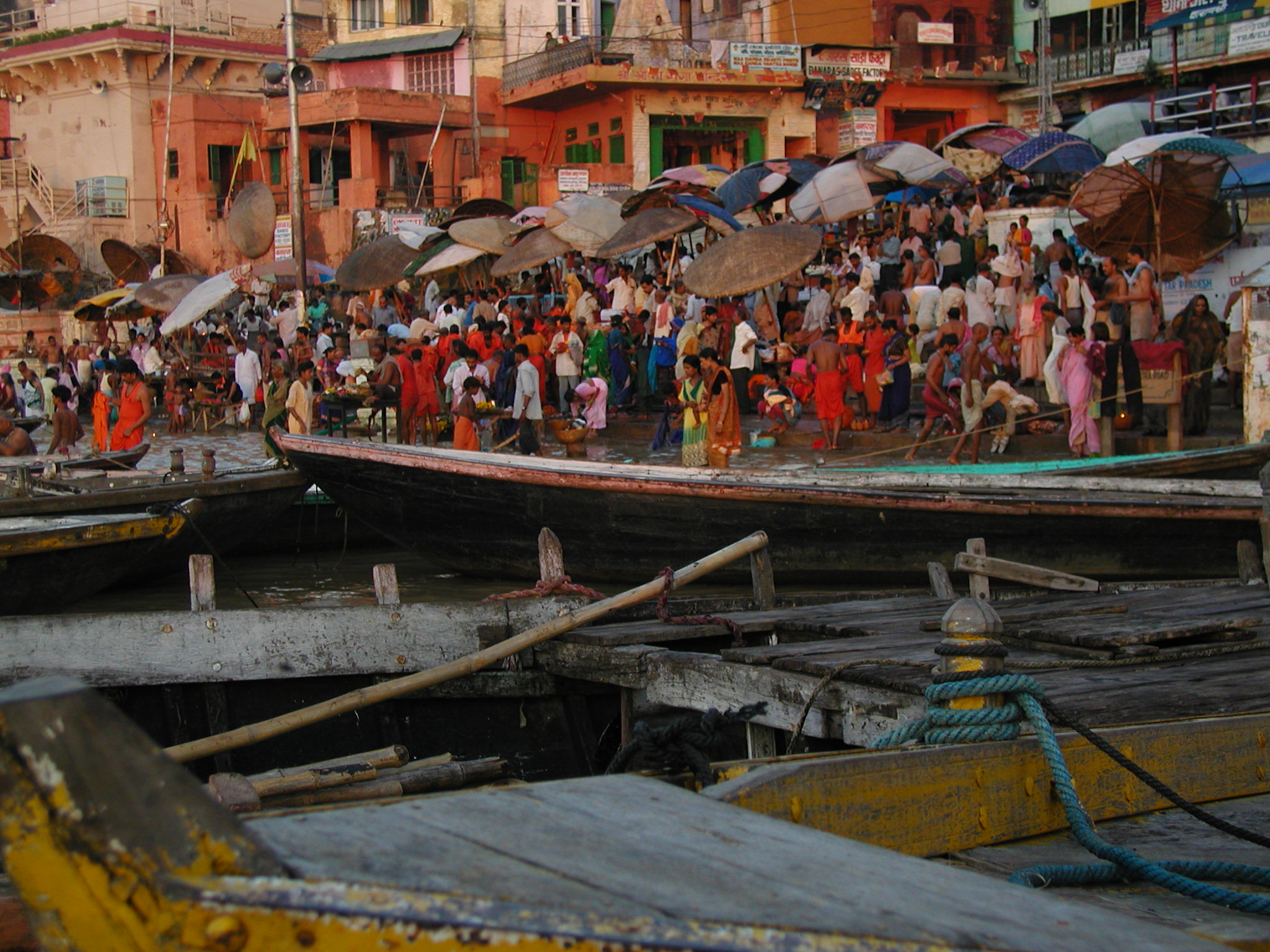 Colorful Varanasi shoreline