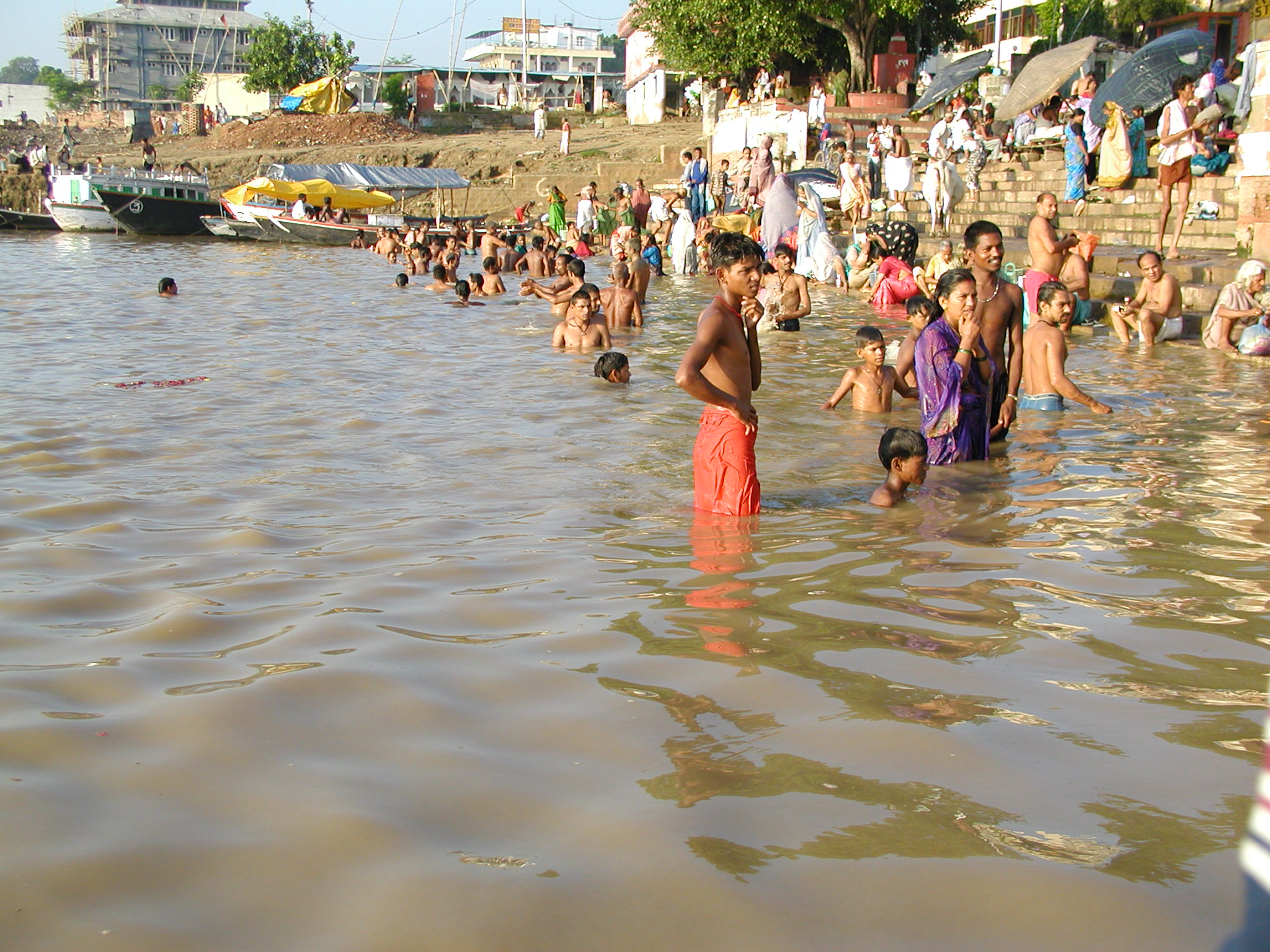 People swimming at Varanasi Beach